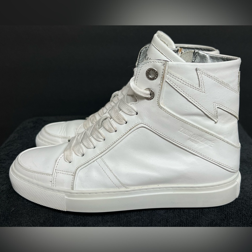 Size 37 - Zadig & Voltaire High Flash Sneakers White Leather High Top